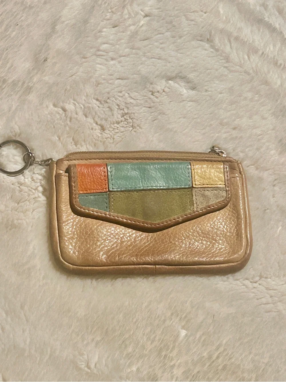 Fossil vintage leather patchwork coin pouch